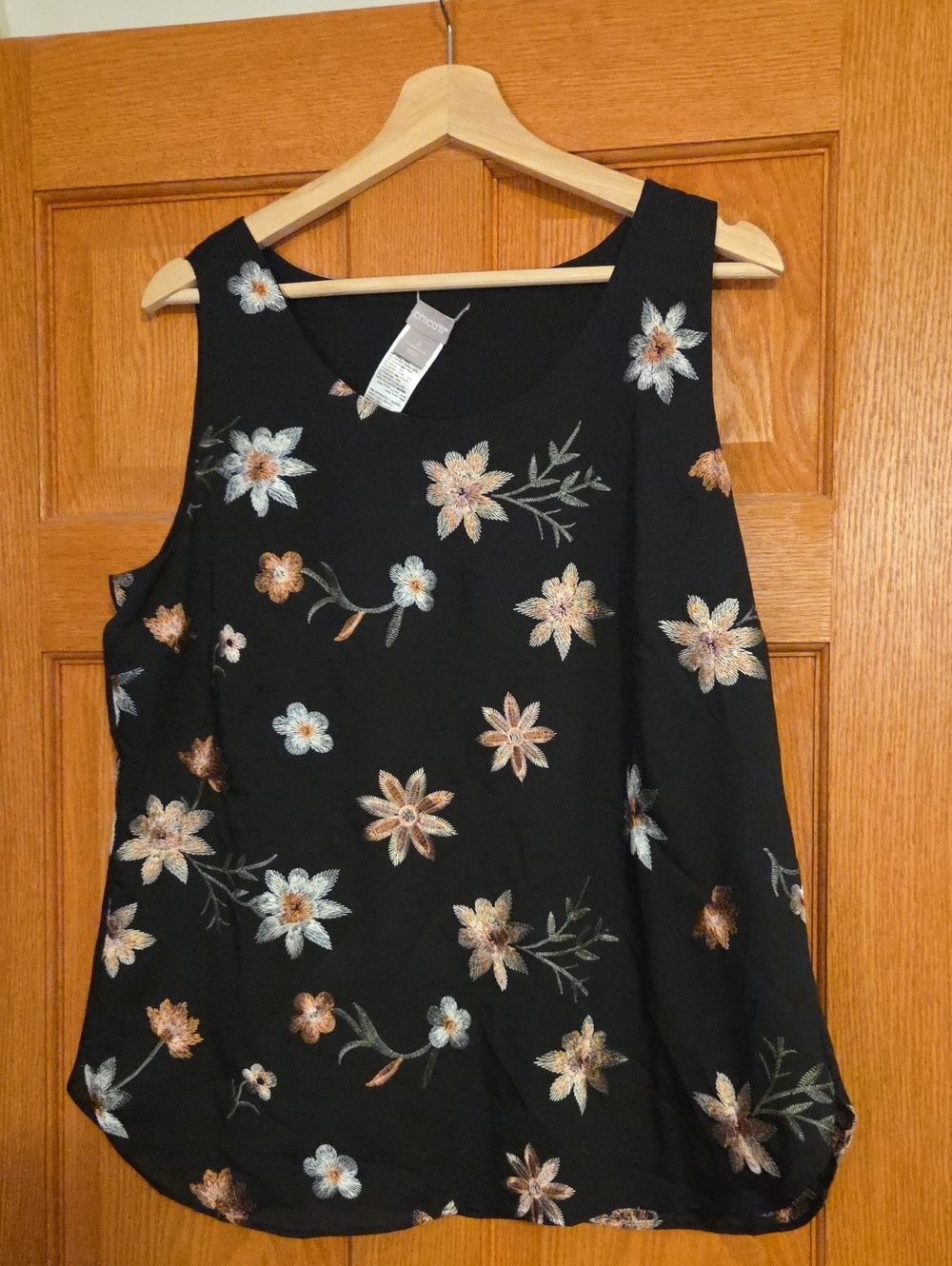 Chico's Black Floral Metallic-Thread Camisole